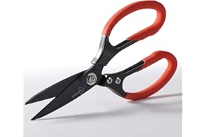 BoFuYuan Heavy Duty All Purpose Scissors, Stainless Steel Blades, Orange-red Comfort Grip Handle, 8.5 Inch Professional Multipurpose Utility Sharp Shears for Kitchen, Garden, Office, Craft, Sewing