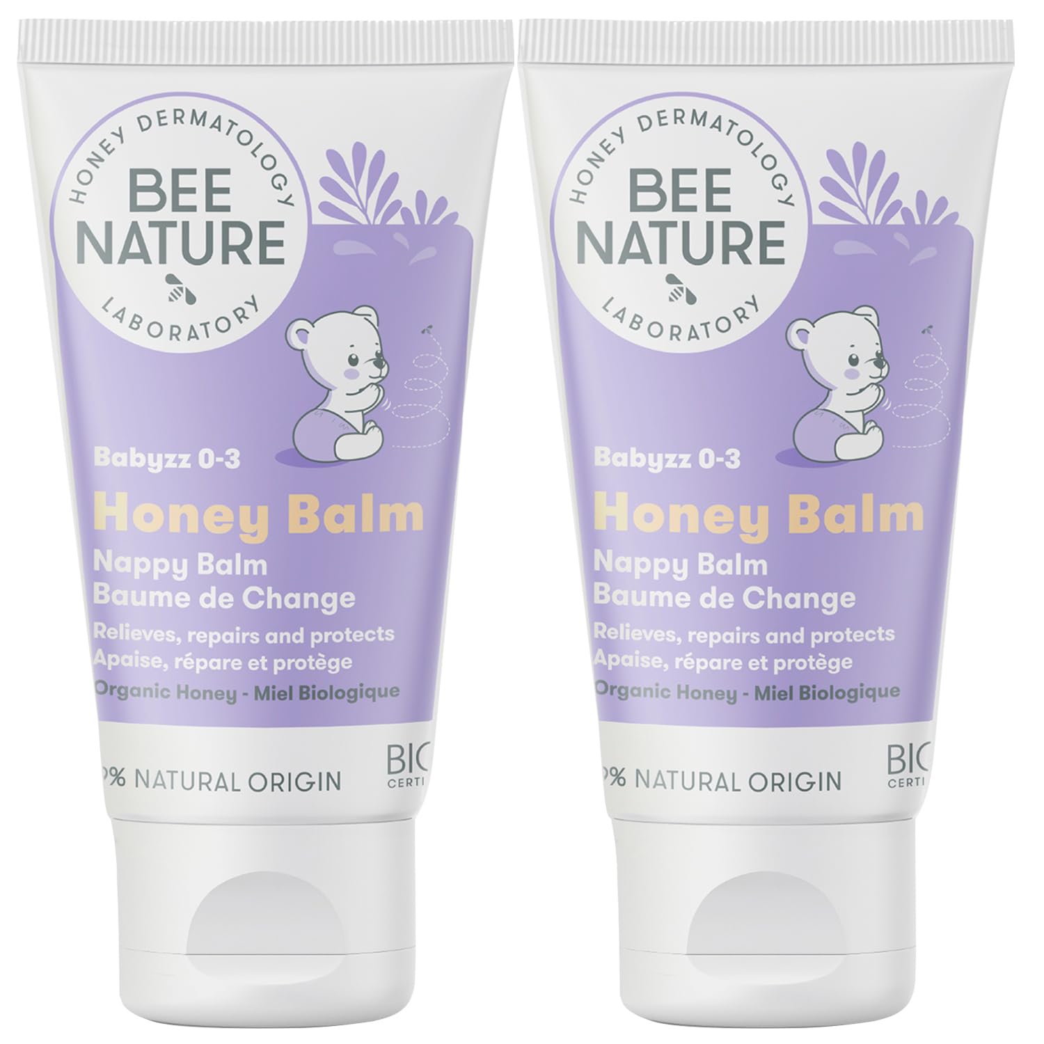 Bee Nature - Organic Baby Nappy Cream - Diaper Rash Cream - Relieves Nappy Rash, Irritation & Redness - 99% Natural - Soothes and Regenerates - Honey Diaper Balm - 2 Pieces(2 * 50ml)
