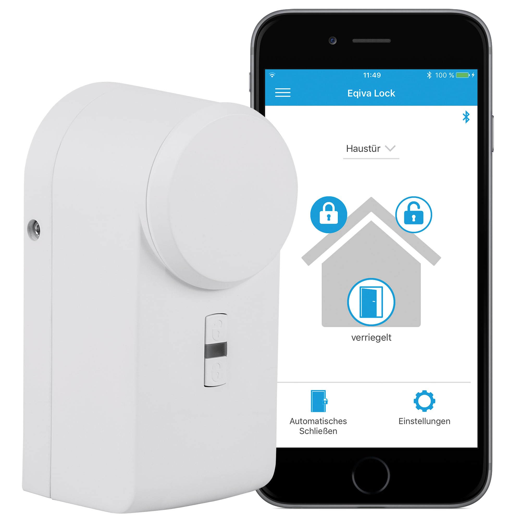 eqiva Bluetooth smart door lock drive, white, 142950A0, 5.6 x 5.2 x 11.4 cm