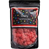 Red Gummy Bears Sugared, 1.3 Pound Resealable Bag, Red Candy, Cherry Flavored, The Hampton Popcorn &amp; Candy Company