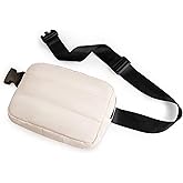 Viva Terry Puffer Belt Bag for Women and Men Small Quilted Crossbody Fanny Pack with Adjustable Strap for Running Hiking Travel Workout-Beige