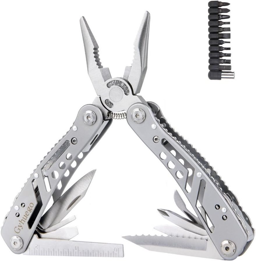 Stainless Steel Multitool, Multitools Kits with Can Opener, Folding Knife, Plier, Screwdriver for Hiking Camping Outdoor & Indoor