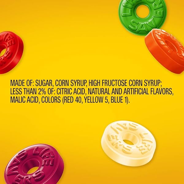LIFE SAVERS HARD CANDY BAG 5 FLAVORS, HARD CANDY INDIVIDUALLY WRAPPED FOR GOODIE BAGS, ROAD TRIPS, TREATS, OFFICES, CELEBRATIONS, 3.125 LB PARTY SIZE