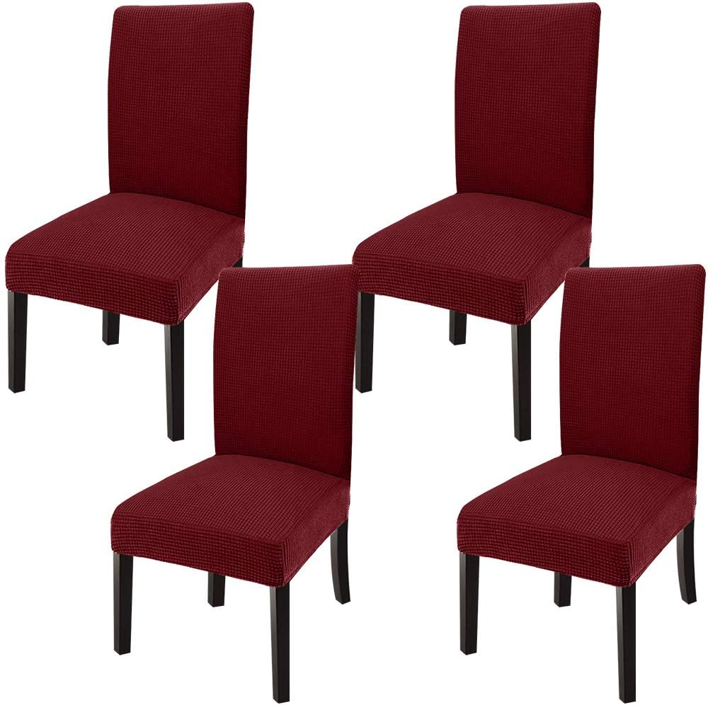 Slipcovers - GoodtoU Chair Covers for Dining Room 4 Pack, Stretch Parson/Dining Chair Slipcover Removable Washable Chair Protector for Home/Restaurant/Banquet,Forros para Sillas de Comedor(Wine Red, Set of 4)