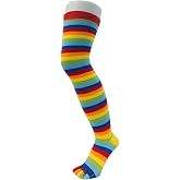 TOETOE - Essential Women Everyday Cotton Over-Knee Toe Socks (1 Pair) (US, Numeric, 4, 11.5, Regular, Regular, Rainbow)