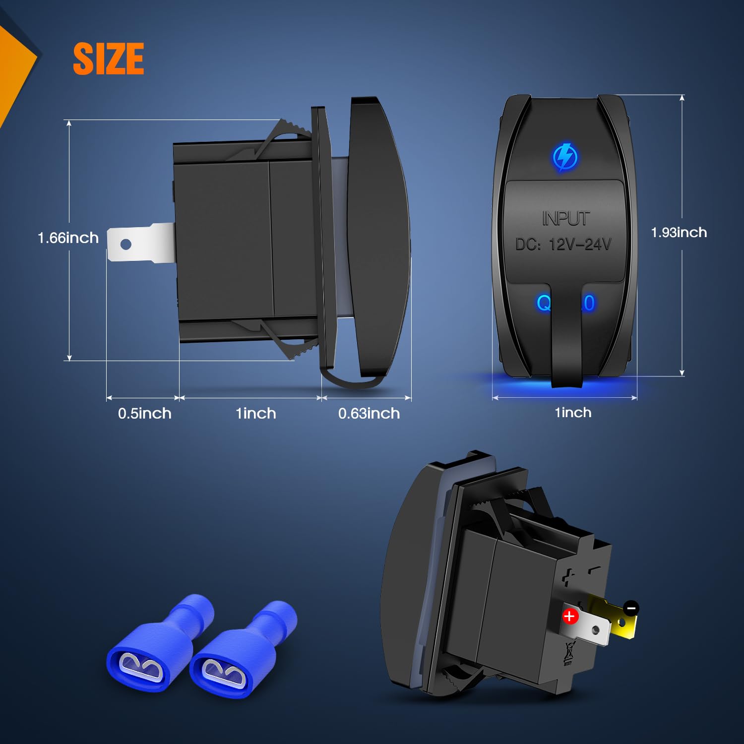 Nilight Rocker Switch Style USB Charger Fits Rocker Switch Panel 4.2A PD Type C USB Charger 12V 24V Fast Charge Socket Dual Charging Port for Cars Boats Trucks RVs