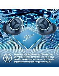 Bluetooth 5.0 Deep Bass True Wireless Earbuds Built-in Microphone, TRANYA B530 Touch Control Sports Wireless Headphones, 6-8 Hours Continuous Playtime, 60 Hours Total Playtime with Charging Case