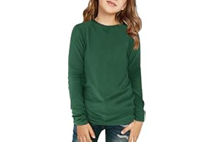 Haloumoning Girls Long Sleeve Shirts Kids Crewneck T-Shirts Fall Tops Tees 5-14 Years