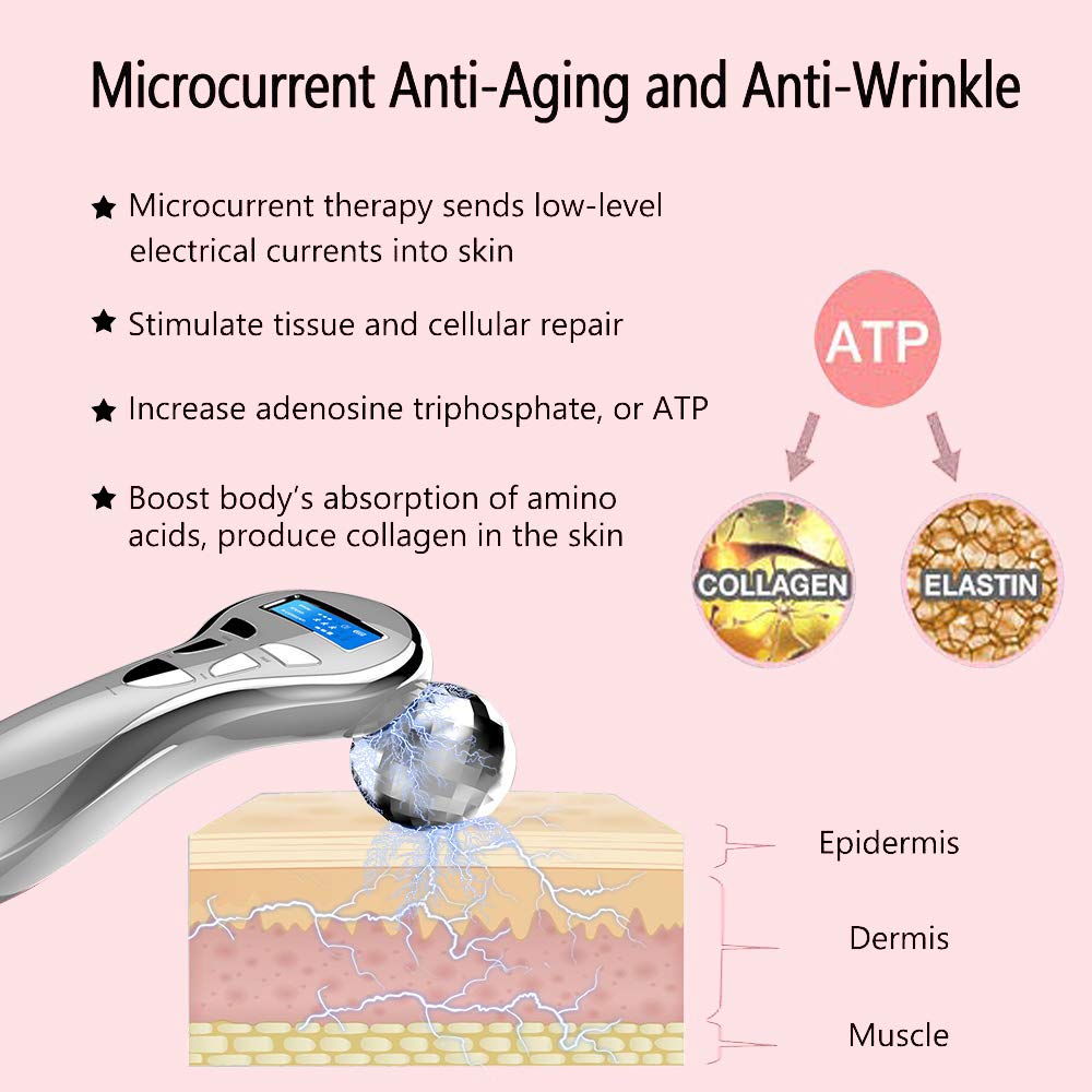 4D Microcurrent Facial Massager Roller, Electric Rechargeable Face Lift Beauty Roller Body Massage for Anti Aging Wrinkles, improve Facial Contour, Firm Body Skin: Beauty