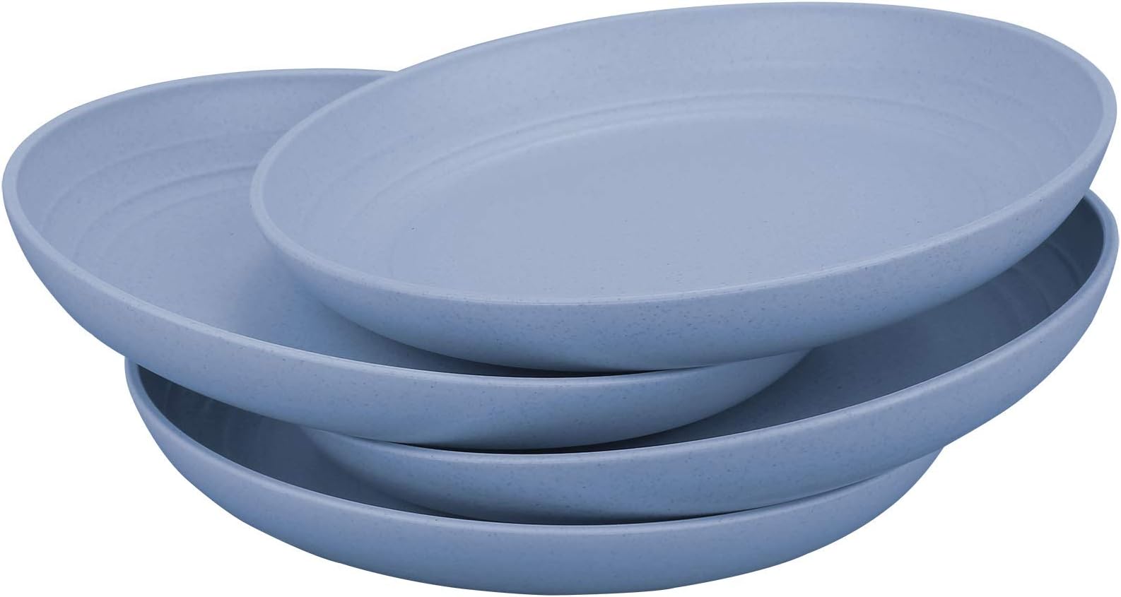 8.8 Inches Unbreakable Wheat Straw Plates - Reusable Plate Sets of 4 for Kitchen Dinner lunch Dishes - Dishwasher & Microwave Safe - Healthy, BPA Free & Eco-Friendly (Blue)