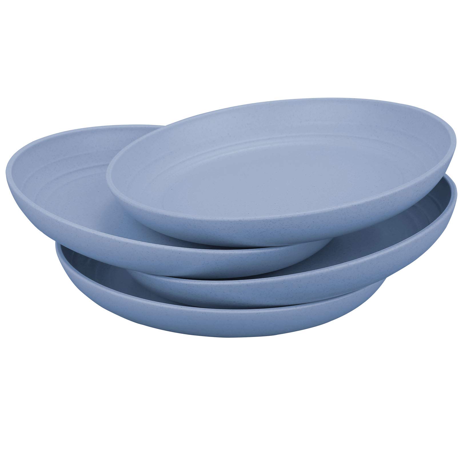 8.8 Inches Unbreakable Wheat Straw Plates - Reusable Plate Sets of 4 for Kitchen Dinner lunch Dishes - Dishwasher & Microwave Safe - Healthy, BPA Free & Eco-Friendly (Blue)