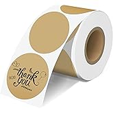 JOYIT 2'' Brown Thermal Labels - 600pcs Round Thermal Printer Labels, Waterproof Thermal Printer Stickers for Logo Design, Name/Price Tag, Thanks Card, Address, QR Code, 600 Labels/Roll (Brown)