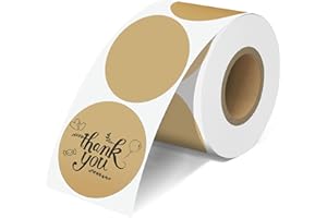 JOYIT 2'' Brown Thermal Labels - 600pcs Round Thermal Printer Labels, Waterproof Thermal Printer Stickers for Logo Design, Name/Price Tag, Thanks Card, Address, QR Code, 600 Labels/Roll (Brown)