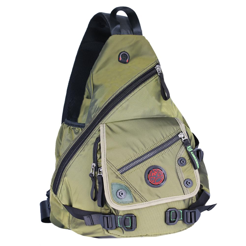Kawei Knight Large Sling Bag Laptop Backpack Cross Body Messenger Bag Shoulder Travel Rucksack Green