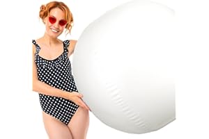 5 Feet White Giant Beach Ball 60 Inches Inflatable Ball Massive Beach Decorations Supplies for Water Games Birthday Summer Ha