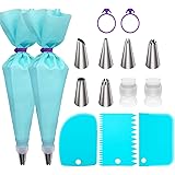 Piping Bags and Tips Set, Cake Decorating Supplies for Baking with Reusable Pastry Bags and Tips, Standard Converters, Silico