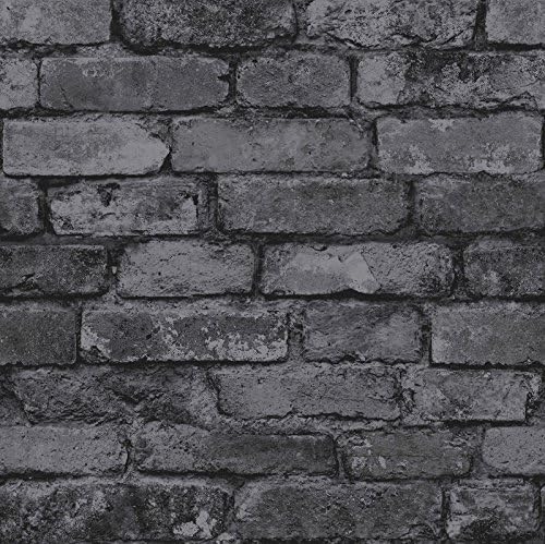 Black Rustic Brick Effect Wallpaper - Windsor Wallcoverings FD41489