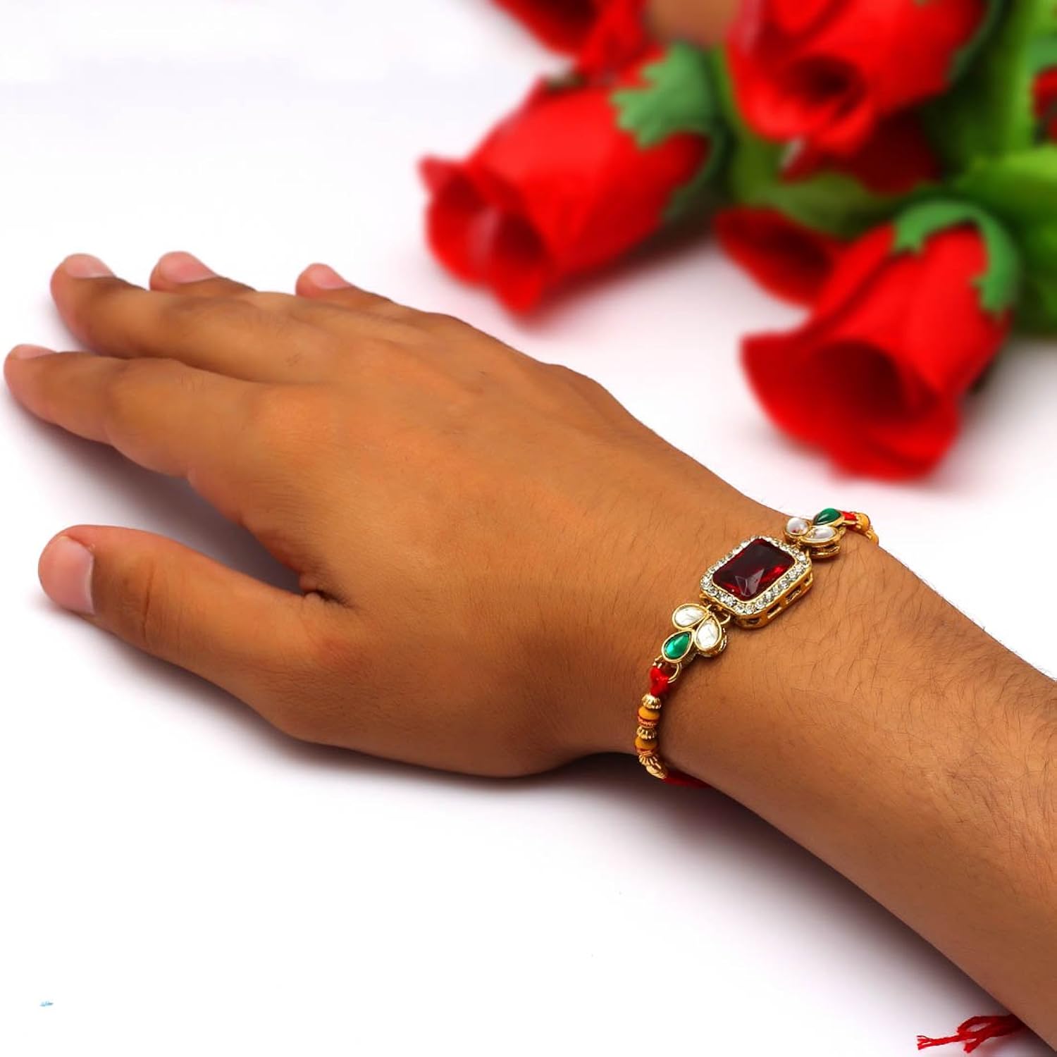 jaipur mart kundan rakhi gift for brother latest rakhi gift (rkh02$p)