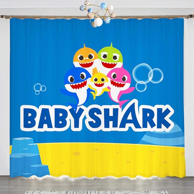 llkjd Cortina de Dibujos Animados Anime tiburón bebé y niña Dormitorio