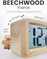 aboveClock Digital Alarm Clock Wooden Bedside Clock with Temperature view 2