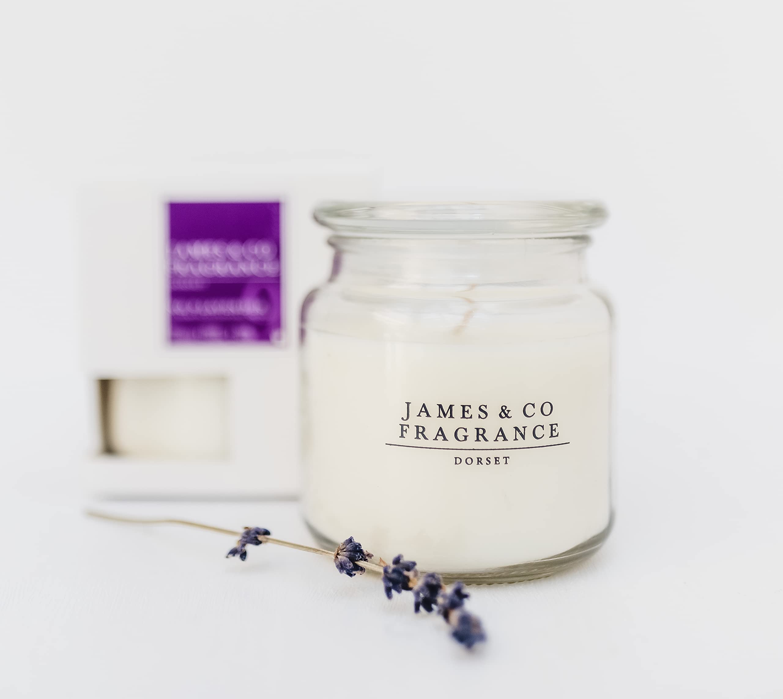 James & Co No.9 Lavender (Lavender & Rose) 14oz Natural Scented Large Jar Candle - Up to 60 Hours Burn Time