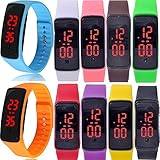Yunanwa 10 Pack Wholesale Women Men Kids LED Sports Bracelet Wrist Watch Silicone Band Digital Unisex