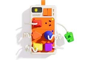Aprilwolf 9 PCS Sensory Plug Outlet for Toddlers 2-3, Power Strip Montessori Toys for 18+ Months, Busy Board with Light & Sounds, Airplane Car Travel Toys Gift for Baby
