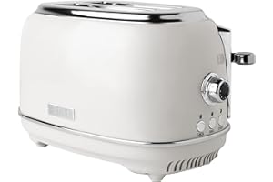 Haden Heritage 2 Slice Wide Slot Stainless Steel Toaster with Adjustable Browning Control & Non-Slip Feet, Ivory & Chrome