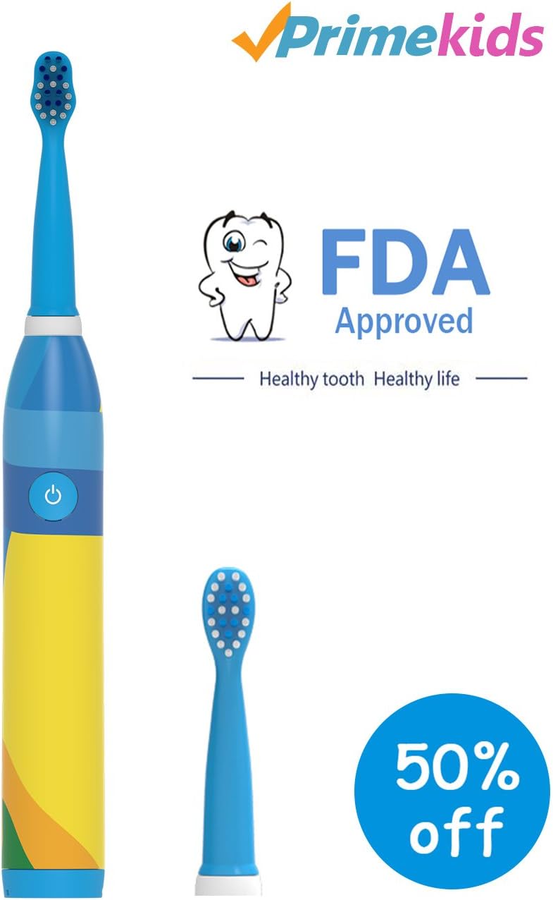 OJV Professional Kids Electric Sonic Rechargeable Toothbrush with 2 Dental Care Modes 4 Songs and 2 Replaceable Brush Heads