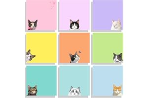 ADEERUS 9 Pads Cute Sticky Notes Set, 3" x 3" Black Cat Self Stick Notepads, Funny Sticky Notes Set, Cat Stationery, Kawaii Adhesive Memo Pads, Cat Lover Gifts, Office Decor Desk Accessories, School Supplies