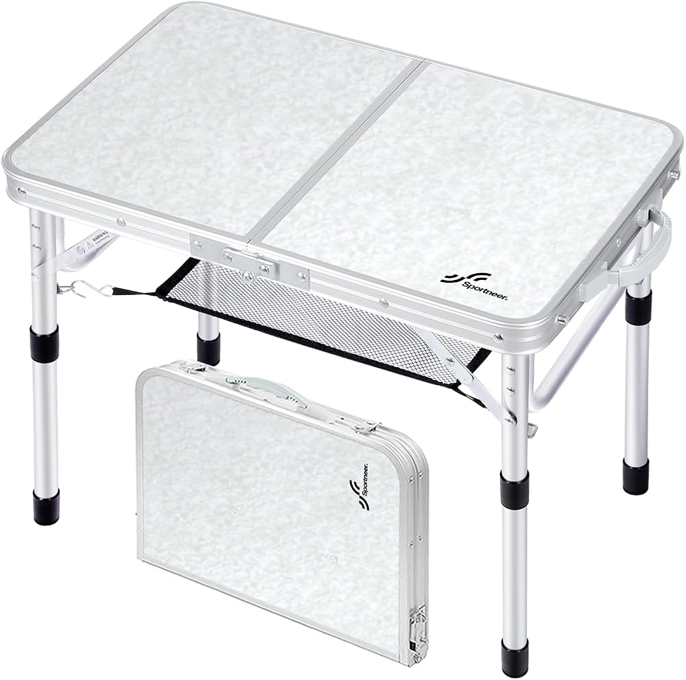 Sportneer Folding Camping Table Adjustable Height Small Portable 23.6" x 15.7"