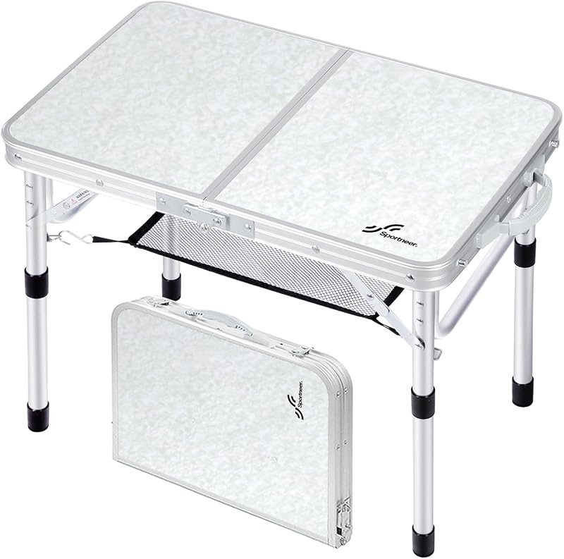 Sportneer Folding Camping Table Adjustable Height Small Portable 23.6" x 15.7"