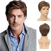 Kaneles Mens Short Brown Wig Synthetic Replacement Costume Halloween Natural Hair Wigs