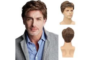 Kaneles Mens Short Brown Wig Synthetic Replacement Costume Halloween Natural Hair Wigs