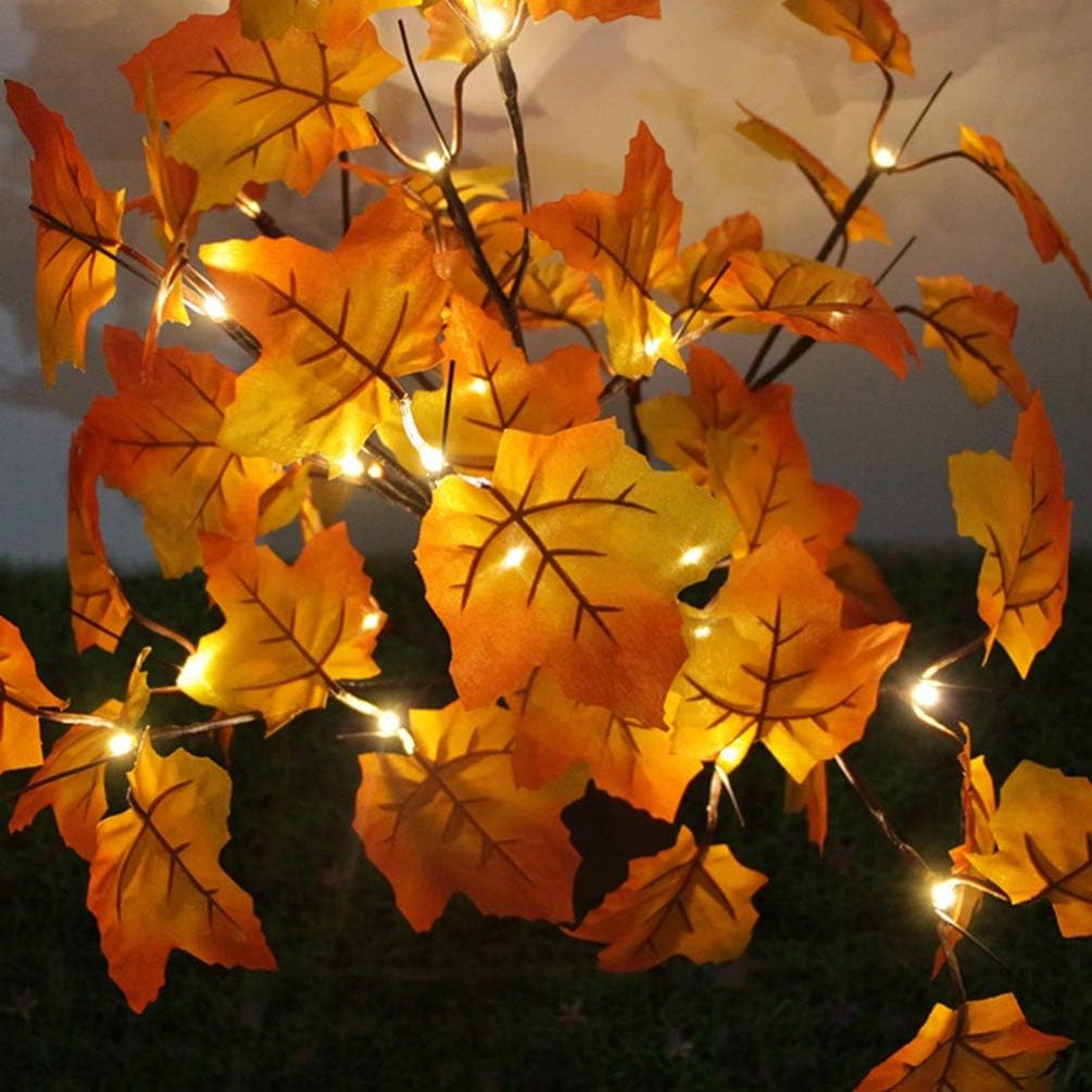 LEDMOMO Fall Maple Tree Artificial Battery Operated Xmas Tree Lights Tabletop Autumn Tree for Home Thanksgiving Festival Decoration Warm White Light Without Battery - Image 3