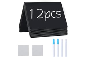 GRENNMAULER 12 Pack Mini Chalkboard Signs, 4"x3" Small Chalkboard Sign, Food Labels for Wedding Party Buffet Bakery Table Signs