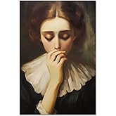 Funny Bathroom Wall Art Toilet Pictures Prints Humor Lady Classical Painting Print Vintage Midcentury Style Poster Toilet Humour Art Wall Decor (12x18in,Unframed)