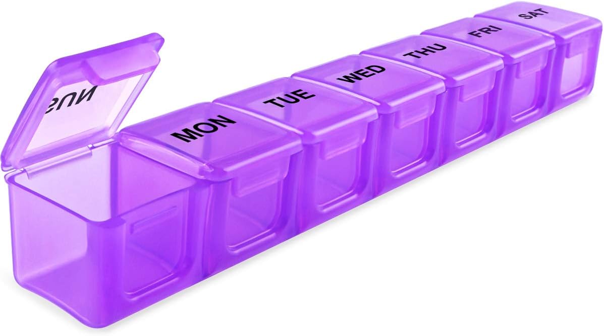 Extra Large Weekly Pill Organizer, Sukuos XL Daily Pill Cases for Pills/Vitamin/Fish Oil/Supplements (Purple): Health & Personal Care