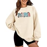 HEYTALALA Mama Sweatshirt for Women Oversized Crewneck Pullover Hoodies Graphic Tops Long Sleeve Mom Shirts