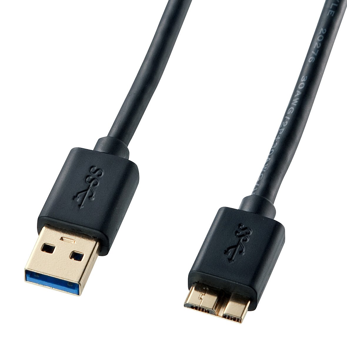サンワサプライ USB3.0マイクロケーブル 0.5m ブラックの商品画像