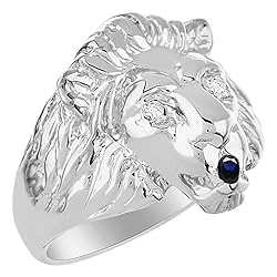 Rylos Rings Sterling Silver Lion Head Ring Amazing