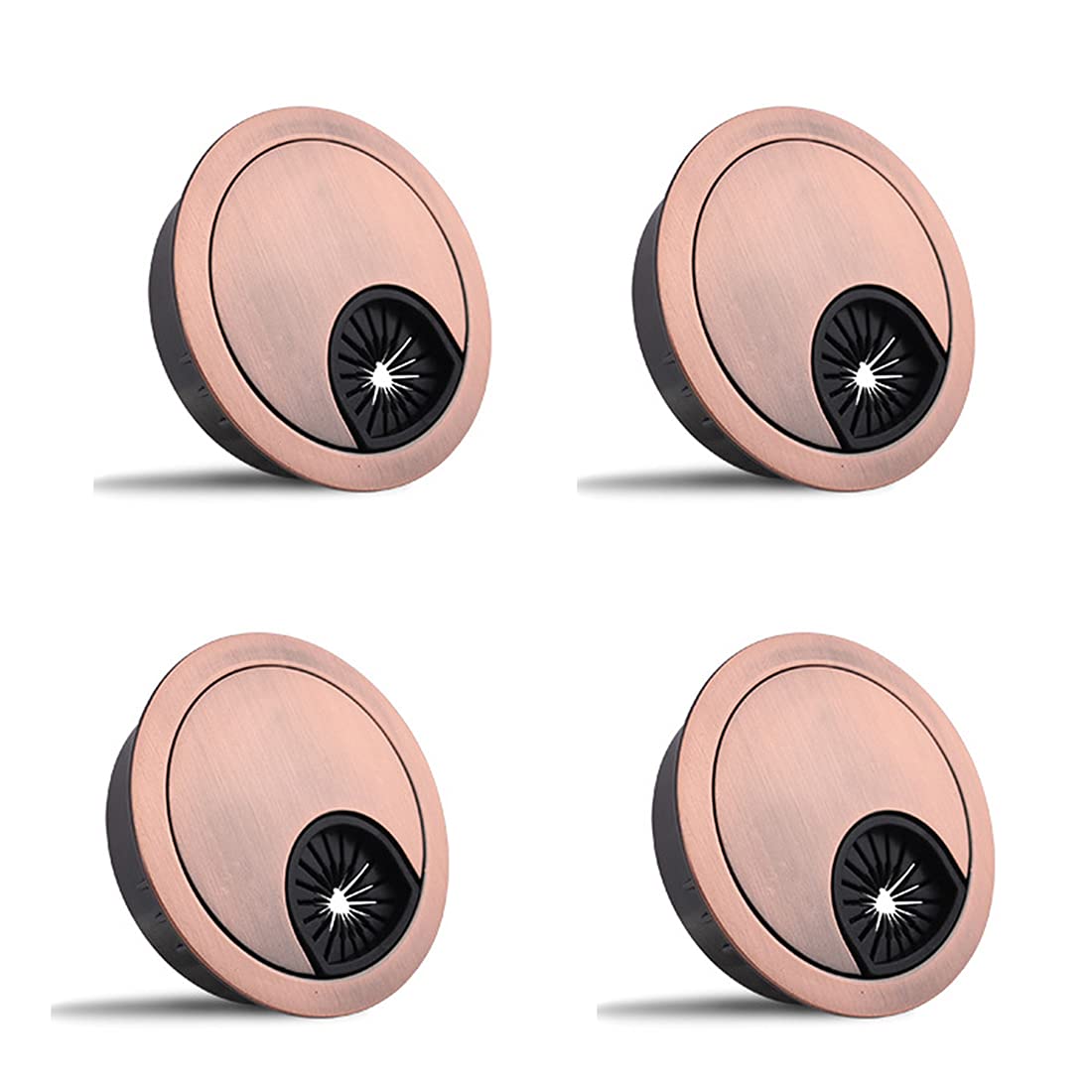 4-Piece 60mm Desk Cable Grommets, Computer Desk Metal Cable Hole, Round Cable Hole Cover for Desktop Cable Organizer(Red)