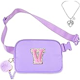 Birthday Gifts for 4 5 6 7 8 9 10 11 12 15 Year Old Girls - Belt Bag Fanny Pack Crossbody Bags with Letter Patch Cute Stuff Graduation Gifts for Teens Kids Daughter Sister Her V