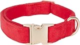 YUDOTE Ultra-soft Corduroy Dog Collar Small Red Cotton