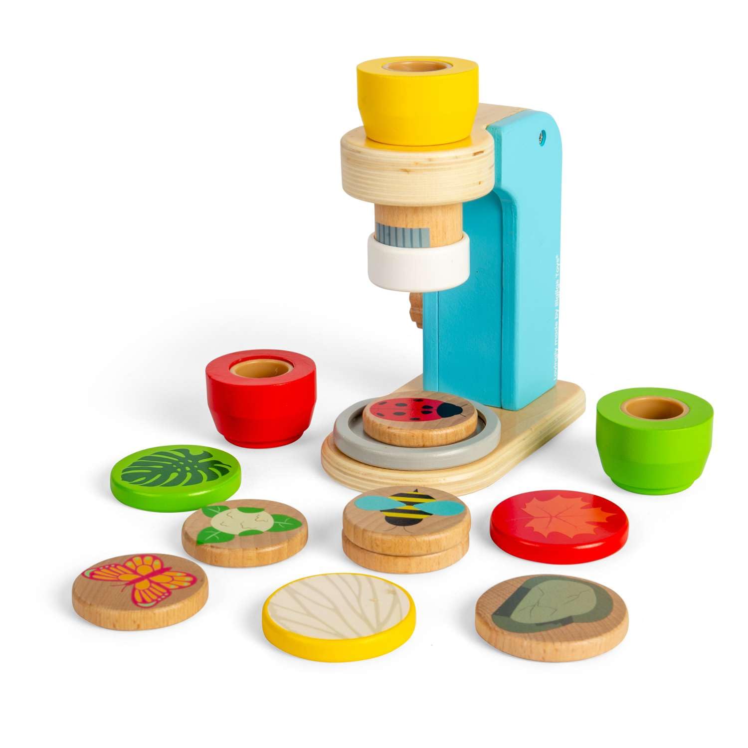 Bigjigs Toys Microscope - 14 Piece Wooden Microscope Toy with 3 Lenses, Pretend Play Microscopes For Kids, Fun & Educational Toddler Gifts, Sustainably Made, Age 3 + Years