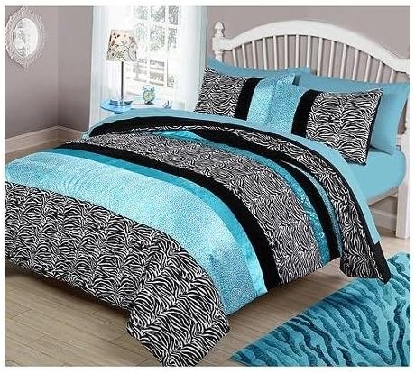 Amazon Com Your Zone Zebra Bedding Comforter Set Twin Teal