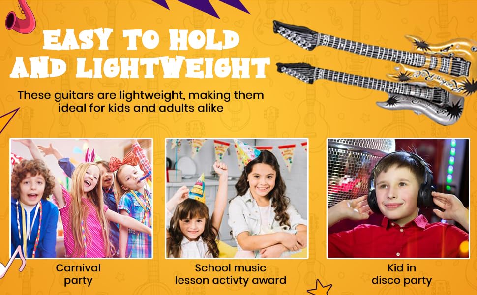 Rock Inflatable Guitar (42 Inches) Vinyl. Perfect Party Favor, DJ Dance 80s Rocker (Gold and Silver (2 Pack)), Multi, 42 Inch