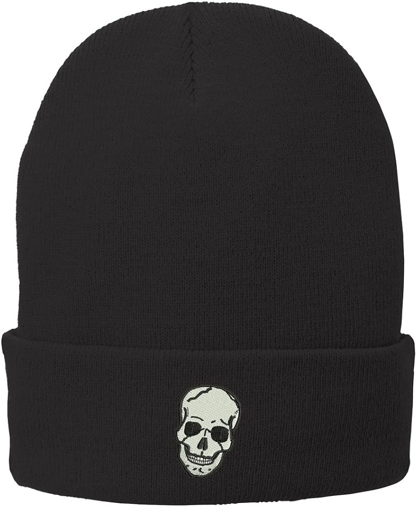 Trendy Apparel Shop Small Skull Embroidered Winter Knit