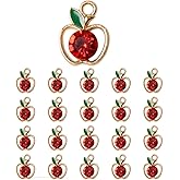 NOIAFZY 20Pcs Alloy Rhinestone Pendants - Red Apple Charms Lovely Apple Dangle Charms for DIY Crafts Earrings Bracelet Necklace Jewelry Making Accessories