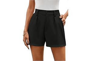 MakeMeChic Women's Elegant Plaid Shorts Dressy High Waisted Shorts Houndstooth Zipper Wide Leg Mini Shorts Work Casual Shorts